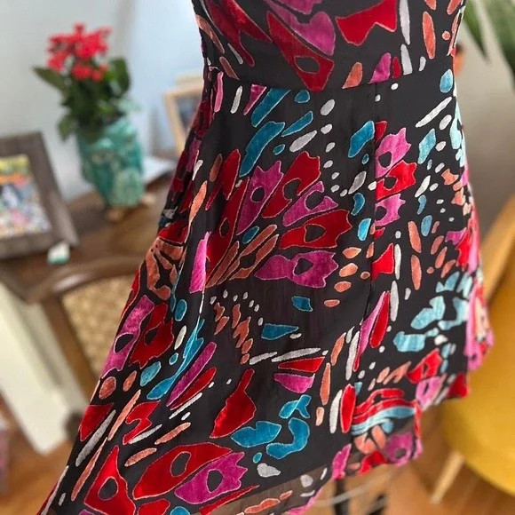 City Studio vintage y2k one shoulder butterfly mini dress in burnout velvet - - Picture 3 of 7